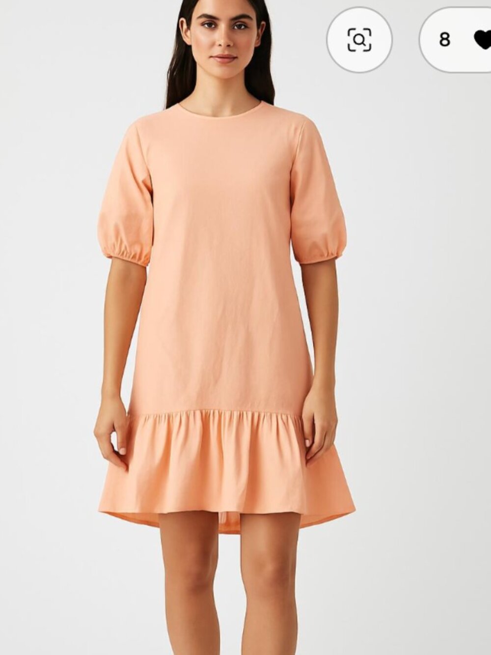 NWT Topshop Peach Puff Short Sleeve Ruffle-Hem Dress - size 4